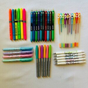 Ink Pens & Highlighters Lot of‎ 41 Papermate Ink Joy Gel Flair Pilot G-2 Frixion